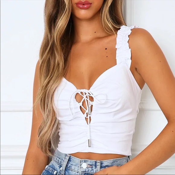 Deep v lace up tank - Picture 1 of 3